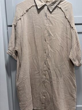 Easel Cotton Gauze Shirt Dress Size L